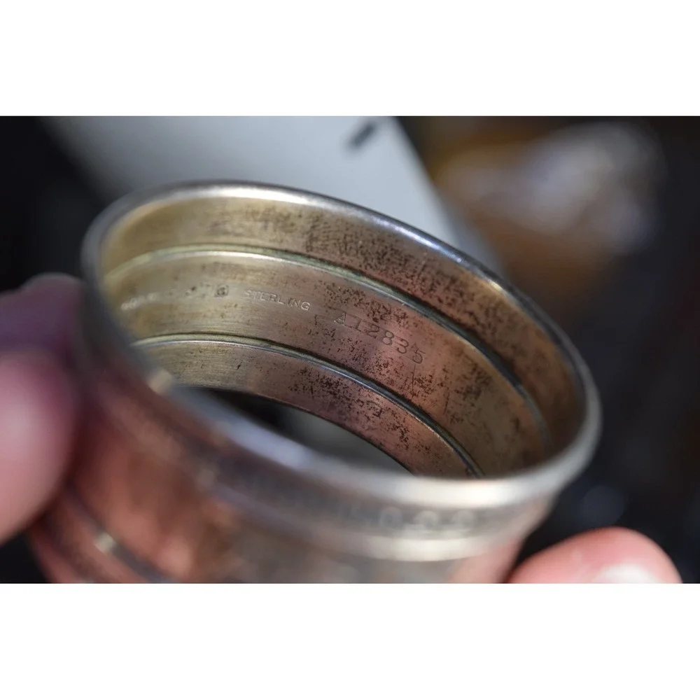 Vintage Gorham 925 Sterling Silver Etruscan Napkin Ring Monogram 